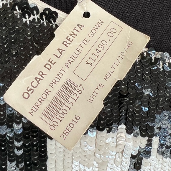 Size 8/10 Oscar Del Renta mirror tribal sequin pailette floor length grown - Picture 17 of 17